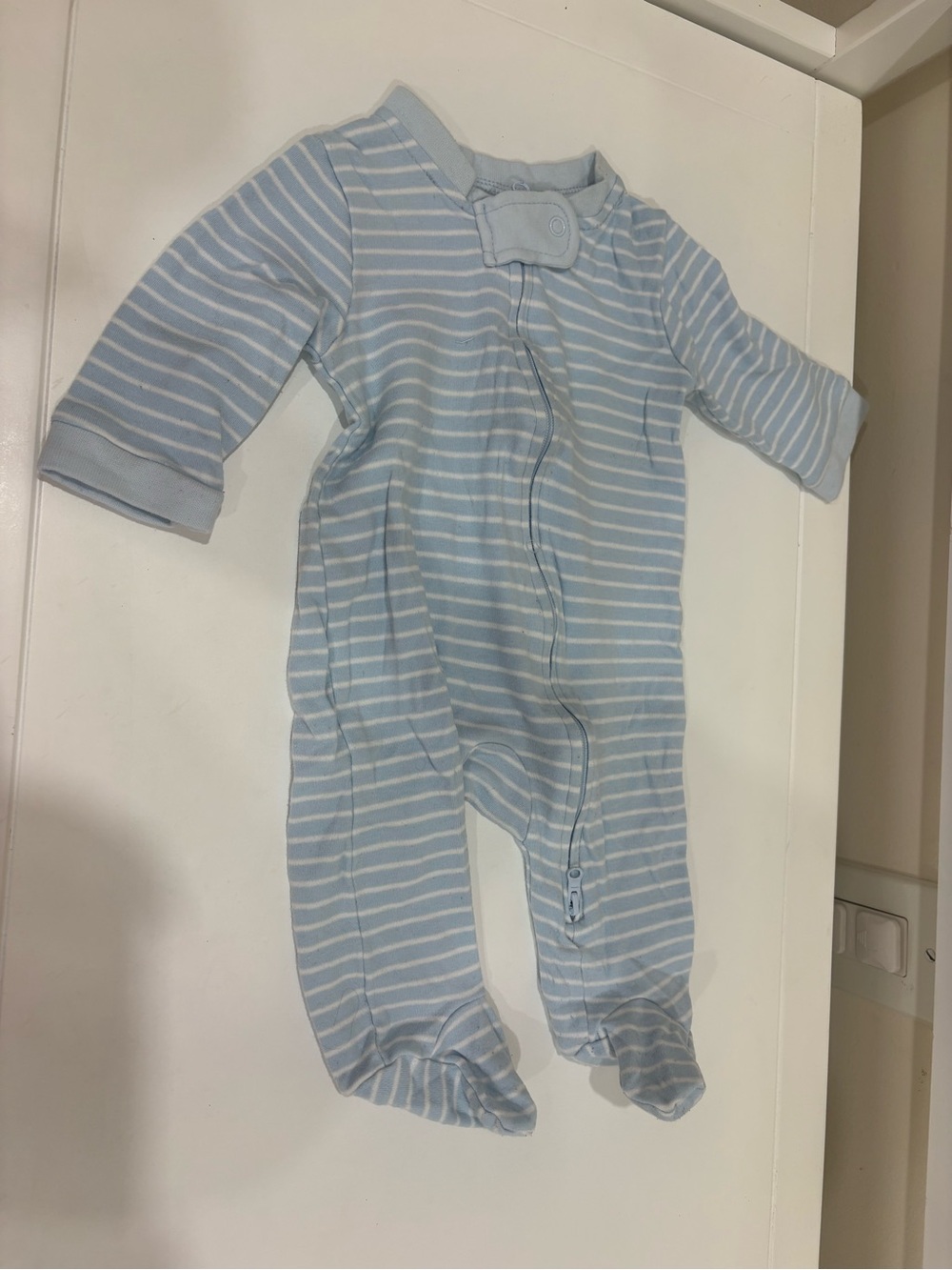 Soft Blue Stripe Footed One-Piece for Kids - Baby Sleeper